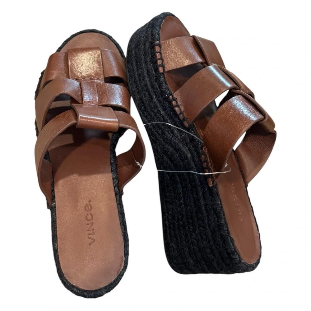 Vince Sabella‎ Espadrille 6 Black Brown Sandals